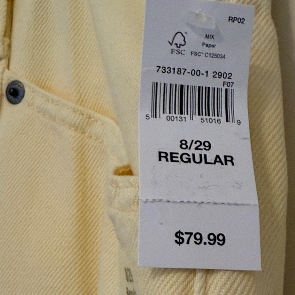 GAP Yellow Mid Rise SuperSoft Baggy Utility Jeans/NWT/Size: 8/29 - Picture 9 of 16